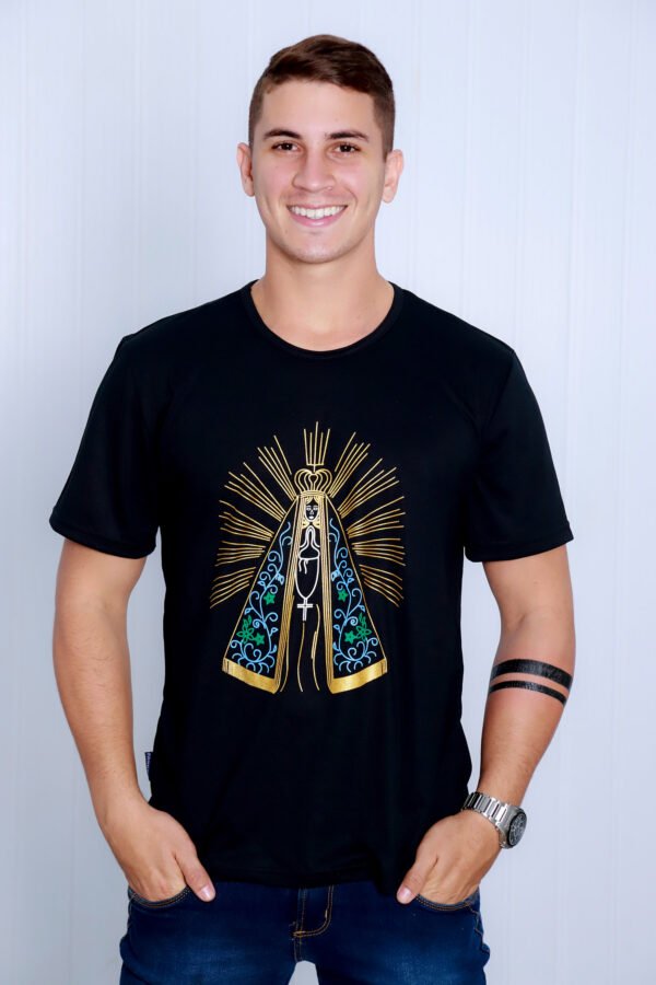 Camiseta Católica Nossa Senhora Aparecida dourada