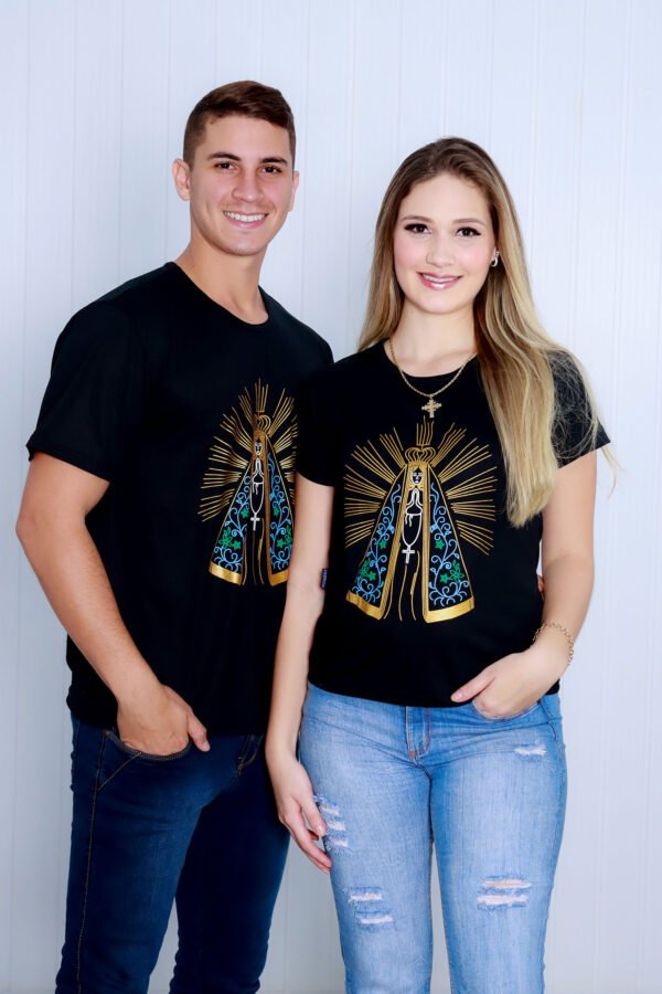 Camiseta Católica Nossa Senhora Aparecida dourada - Image 2