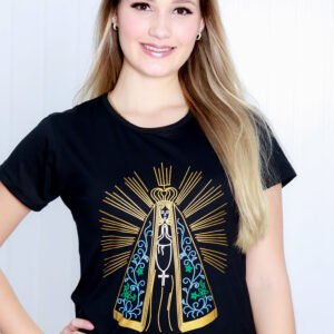 Baby Look Católica Nossa Senhora Aparecida dourada